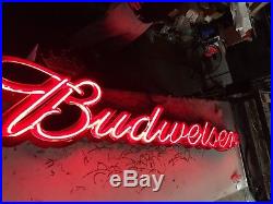 Original 8'x2' Budweiser Signature Neon Sign Large Vintage Retro Mint