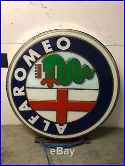 Original ALFA ROMEO Lighted Sign Neon Service Vintage 1980s Dealership Logo