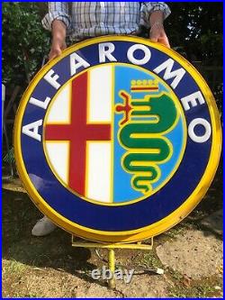 Original ALFA ROMEO Sign Service NOS Vintage 1970's Dealership Logo Neon Lighted