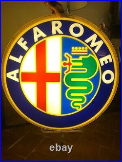 Original ALFA ROMEO Sign Service NOS Vintage 1970's Dealership Logo Neon Lighted