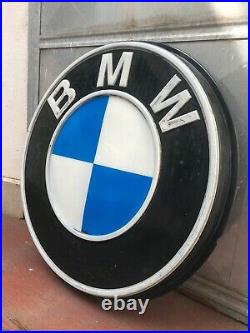 Original BMW Sign Service Vintage 1960's Dealership Logo Neon Lighted Factory