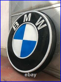 Original BMW Sign Service Vintage 1960's Dealership Logo Neon Lighted Factory