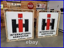 Original Set of 2 Vintage International Harvester Porcelain Neon Signs Walker IH