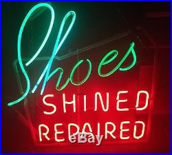 Original Vintage 1940's Neon Advertising Sign Shoes Repair Shine Sign WORKS
