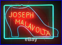Original Vintage 1940's Neon Sign Joseph Malavolta Shoe Advertising Trade WORKS