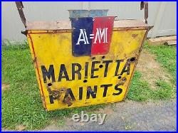 Original Vintage Marrietta Paints Porcelain Double Sided Neon Sign 43 x 43 x 9
