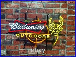 Outdoors Deer Crown 24x20 Neon Sign Man Cave Beer Bar Handmade Vintage Artwork