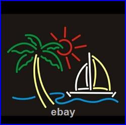 Palm Tree Sun Boat Neon Signs Vintage Style Glass Bar Shop Room Wall Lamp 19