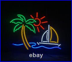 Palm Tree Sun Boat Neon Signs Vintage Style Glass Bar Shop Room Wall Lamp 19