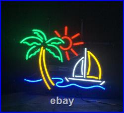 Palm Tree Sun Boat Neon Signs Vintage Style Glass Bar Shop Room Wall Lamp 19