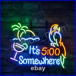 Parrot It's 500 Somewhere Open Neon Sign Bar Shop Vintage Style Gift 24x20