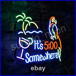 Parrot It's 500 Somewhere Open Neon Sign Bar Shop Vintage Style Gift 24x20