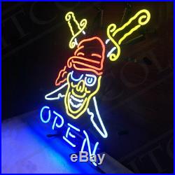 Pirates Open Gift Neon Sign Pub Store Beer Artwork Boutique Vintage Decor