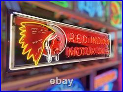 Porcelain Red Indian Motor Oils Neon Sign / Vintage Gas Signs / Petroliana Mens