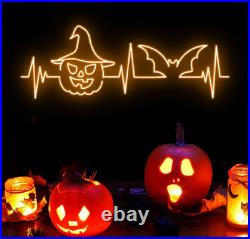 Pumpkin & Bat LED Neon Sign 36x12 Light Man Cave Vintage Hallowen Wall Decor Pumpkin & Bat LED Neon Sign 36x12 Light Man Cave Vintage Hallowen Wall Decor