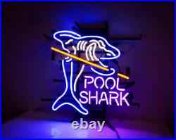 Purple Shark Pool Neon Sign Light Vintage Style Snooker Game Room Wall Decor