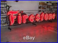RARE FIRESTONE 1950'S Vintage Restored Neon Sign porcelin