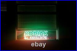 RARE Kodiak'Works for Me'Neon Sign Advertisement Vintage Real Glass Neon Light