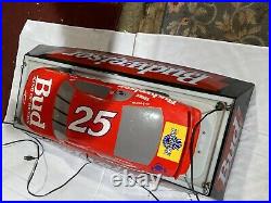 RARE NASCAR #25 BUDWEISER POOL TABLE LIGHT NEON SIGN BAR ROOM LIGHT! Vintage
