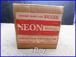RARE NOS SEALED Oct 19, 1960 VOLTARC NEON Vtg Glass Neon Sign Tube Gas Flask