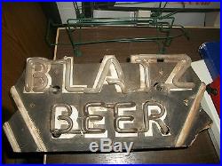 RARE VINTAGE 1920s 30s DECO BLATZ BEER SMALL NEON BEER SIGN BRASS BLATZ LABEL