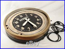 RARE VINTAGE 1940s NEON BENRUS WATCH ADVERTISING 20' WALL CLOCK Modern Clock Co