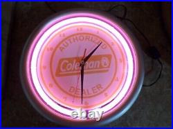 RARE! VTG Authentic Authorized Coleman Dealer Lantern NEON Clock Sign 200a