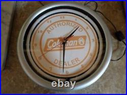 RARE! VTG Authentic Authorized Coleman Dealer Lantern NEON Clock Sign 200a