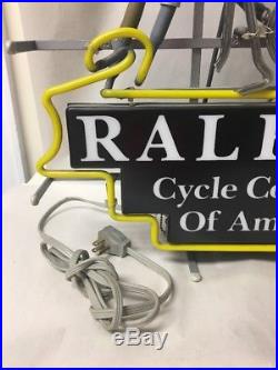 RARE VTG RALEIGH BICYCLE NEON ADVERTISING DISPLAY SIGN as is, neon is cracked