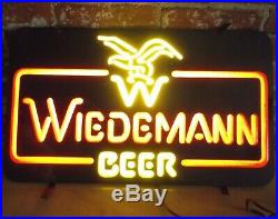 RARE VTG WORKING Wiedemann Beer Neon-Look Lighted Man Cave Advertising Bar Sign