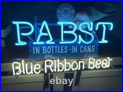 Titanlam Pabst Blue Ribbon Beer Neon Sign - 19x15 Inch Glass & Aluminum Bar Light