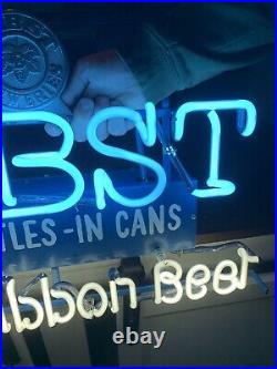 RARE Vintage 1940s Pabst Blue Ribbon Beer Neon Light Advertising Sign Restored