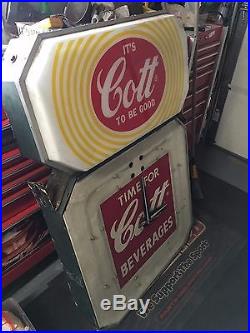 RARE Vintage 1950's Cotts Beverage Clock Sign (NEON)
