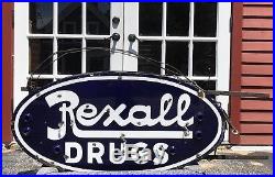 RARE Vintage 30s Original REXALL DRUGS Porcelain Drug Store Neon Sign