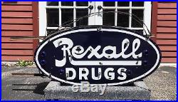 RARE Vintage 30s Original REXALL DRUGS Porcelain Drug Store Neon Sign