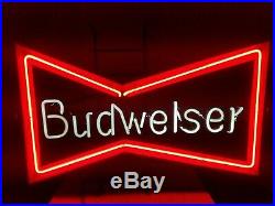 RARE Vintage BUDWEISER Beer Bow Tie Neon Bar Advertising Sign