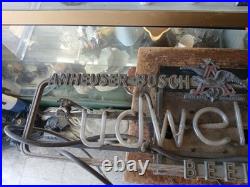 RARE! Vintage Budweiser Beer Lighted Neon Anheuser Busch Inc St Louis, READ