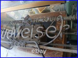 RARE! Vintage Budweiser Beer Lighted Neon Anheuser Busch Inc St Louis, READ