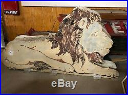 RARE Vintage ORIGINAL Double Sided NEON LION Sign Circus OLD ADVERTISING Gas Oil