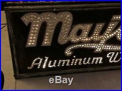 RARE Vintage ORIGINAL MAYTAG ALUMINUM WASHER Sign PUNCHED TIN 1920's PRE NEON