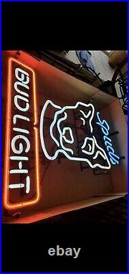 Rare 1987 BUD LIGHT BEER SPUDS MACKENZIE Bull Terrier Neon Lighted Sign vintage
