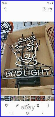 Rare 1987 BUD LIGHT BEER SPUDS MACKENZIE Bull Terrier Neon Lighted Sign vintage