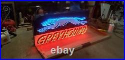 Rare Amazing 1968 Vintage Neon Greyhound Bus Sign Old Gas Oil Display Clock