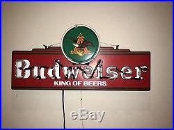 Rare Anheuser Busch Vintage Budweiser King of Beers Neon Light Sign 1996