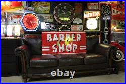 Rare Barber Shop Porcelain Metal Neon Sign Skin Deco Hair Gas Oil Marvy Men Room
