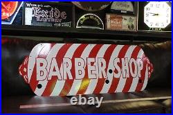 Rare Barber Shop Porcelain Metal Neon Sign Skin Pole Hair Gas Oil Marvy Men Room