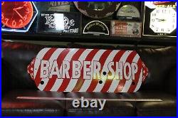 Rare Barber Shop Porcelain Metal Neon Sign Skin Pole Hair Gas Oil Marvy Men Room