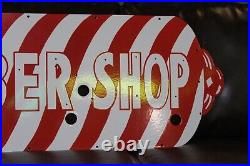 Rare Barber Shop Porcelain Metal Neon Sign Skin Pole Hair Gas Oil Marvy Men Room
