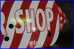 Rare Barber Shop Porcelain Metal Neon Sign Skin Pole Hair Gas Oil Marvy Men Room