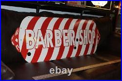 Rare Barber Shop Porcelain Metal Neon Sign Skin Pole Hair Gas Oil Marvy Men Room